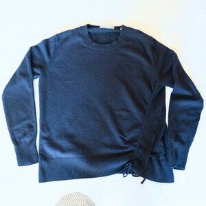 VINCE 100% Cashmere Cinched Side Navy Crew Neck Sweater